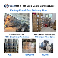 Cable Óptico para Exteriores GJYXCH FTTH con Banda Amarilla, 1.0mm+0.45*2mm, 3 Hilos de Acero, 1 Núcleo, G657A, LSZH, 1KM/Rollo