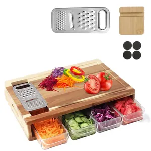 Built-In Knife Sharpeners Bamboo Cutting Board With Sharpener