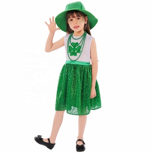 Vestido de fiesta sin mangas de tul verde con estampado de San <span class=keywords><strong>Patricio</strong></span> para niñas, estilo A hasta la rodilla, de la colección BX Girls - Product Image 2