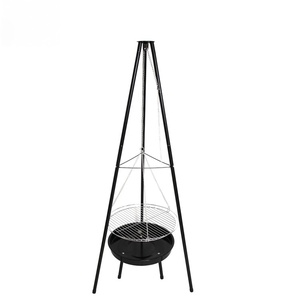Outdoor Charcoal Grill <b>Stand</b> with Hanging Rack and Fire Bowl for Camping Cooking - Product Image 1