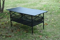 Table de camping et de pique-nique pliable en alliage d'aluminium, réglable en hauteur, portable pour l'extérieur