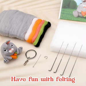 ชุดปักผ้าสักหลาดขนกระต่ายแบบทำมือแบบ DIY ผ้าสักหลาดไม่ผ่านการตกแต่งแล้วสัตว์ขนสัตว์ - Product Image 4