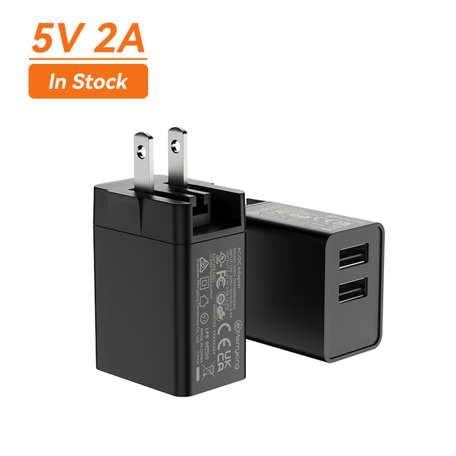 CE Certified Dual USB Ports 10w 5V 2A Power Adapter for Phones Cameras Industrial Earphones Travel