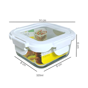 Plat carré en verre borosilicate haute qualité, design personnalisé, moderne, compatible micro-ondes, hermétique, résistant au congélateur, sans BPA, écologique, compatible lave-vaisselle - Product Image 3