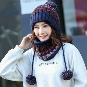 Chapeau d'hiver doux et mignon en laine tricoté pour femmes, ensemble de protection des oreilles et du cou. - Product Image 6