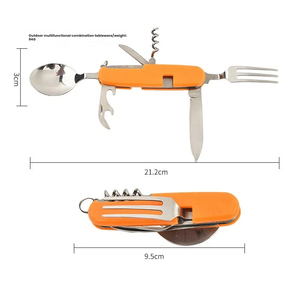 Customized portable knife fork spoon stainless steel camping utensil set outdoor folding camping cutlery knife set - Product Image 3