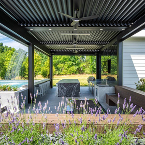 3x3 3x4 <span class=keywords><strong>4x3</strong></span> 4x6m Pergola de jardin moderne extérieure <span class=keywords><strong>en</strong></span> aluminium Pergola de pavillon Gazebo Pergola avec lumière LED - Product Image 4