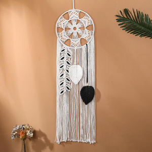 Maison séjour vent nordique salon décoration murale bohème bois perle coton corde manuel tissé <span class=keywords><strong>tapisserie</strong></span> fond mur pendentif - Product Image 3