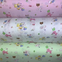 Tissu en mousseline double gaze en gros, imprimé dessin animé, 100 % coton, tissu en gaze à carreaux pour bébé