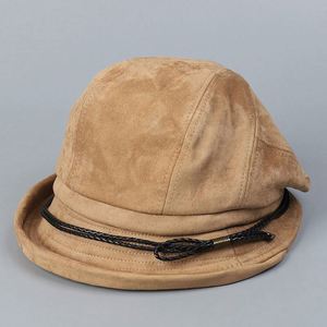 2025 New Arrival Women Slouch Style Suede Bucket <b>Hat</b> Fashion Trendy Vintage Autumn Winter Casual Fishermen <b>Hat</b> - Product Image 1