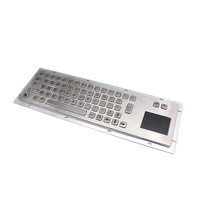 Clavier métallique industriel robuste, avec pavé tactile intégré, cadre ouvert, en acier inoxydable