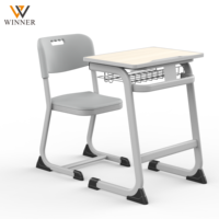 Ensemble chaise et bureau d'étudiant moderne, réglable en hauteur, ergonomique, avec cadre métallique, chaise en plastique écologique et tiroir de rangement – Vente directe usine