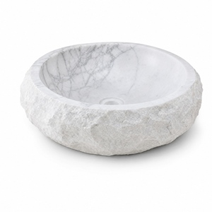 Poulars Wholesale Luxury Wall-mounted Natural Stone Man Made Pedestal Hand Washing Sink Arabescato Corchia Marble Stone Basin - Product Image 2