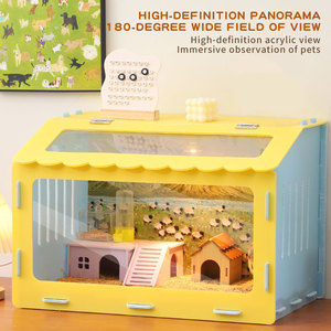 Cage à hamster colorée avec fenêtre en acrylique, petit habitat pour animaux de compagnie, maison pour hamster, cochon d'Inde, hérisson - Product Image 4