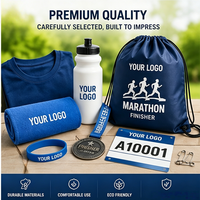Ensemble cadeau promotionnel personnalisé pour course de marathon avec médaille, serviette, t-shirt, sac à cordon, kit sportif pour événement de course, OEM