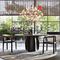 Designer-Esstisch im Luxus-Stil, Anpassbar, Massivholz aus Nordamerika, Marmorplatte, 8-Sitzer, Modern Minimalistisch, Hochwertig für Gehobene Wohnungen