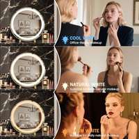 Miroir de Maquillage Portable Mural et de Bureau LED Électrique Intelligent, Style Art Déco, avec Cadre en Fer Forgé Personnalisable pour la Maison et le Dortoir
