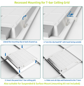 1x4 2x2 2x4 LED Panel plano Luz Caída de techo 3000K 4000K 5000K Panel de luz seleccionable 30W 40W 50W Opciones Luces de panel LED - Product Image 6