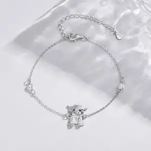 Highland Cow 925 Sterling Silver Cubic Zircon Pulsera Lindo Animal Colgante Regalo de moda