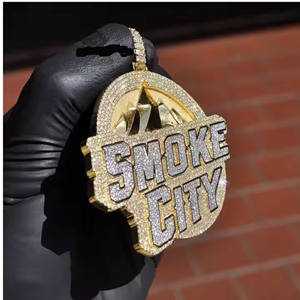 Colgante Premium Hip Hop Smoke City, Chapado en Oro, con Diamantes Moissanite, Brillante, Accesorio de Moda para Hombre y Mujer - Product Image 4