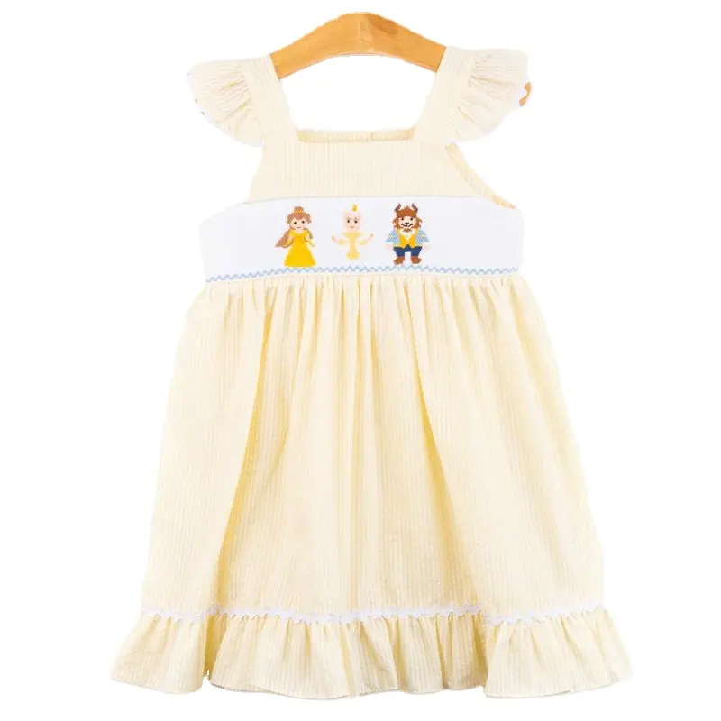 Preorder cartoon princess little girls dress cute summer new design fashion sister kids dress wholesale kids clothing