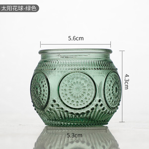 <span class=keywords><strong>Bougeoir</strong></span> rond en <span class=keywords><strong>verre</strong></span> coloré tournesol en relief pour la décoration de la maison-pour les fêtes d'anniversaire de Noël <span class=keywords><strong>bougeoir</strong></span> ouragan - Product Image 5