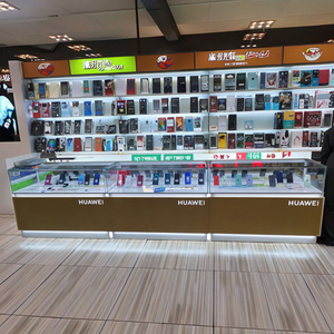 Độc đáo được thiết kế tùy chỉnh kim loại điện thoại di động hiển thị đứng <span class=keywords><strong>LED</strong></span> chiếu sáng Glass Showcase sản phẩm điện tử hiển thị truy cập - Product Image 2