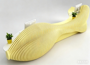 Mostrador de Recepción de Madera con Diseño Ondulado Personalizado para Vestíbulo de Hotel, Villa, Resort, Aeropuerto, Muebles de Recepción - Product Image 2