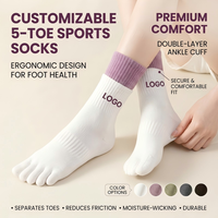 Chaussettes de sport athlétiques respirantes en coton avec logo personnalisé pour hommes et femmes, à cinq doigts, anti-ampoules, à compression, vente en gros