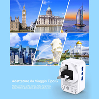 Adaptateur de voyage italien pour le Royaume-Uni, multiprise avec 3 prises CA, 3 ports USB, 1 port Type-C, en cuivre, 13A, résistant aux manipulations, boîtier ignifuge