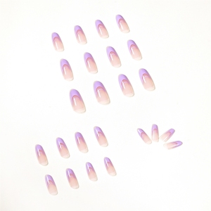 Faux ongles à presser en acrylique de haute qualité, <span class=keywords><strong>double</strong></span> French, détachables, violet clair, pour la vente en gros - Product Image 2