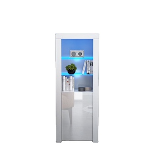Mueble de exhibición alto y moderno de alto brillo, aparador LED con puerta para sala de estar, hospital, hotel o escuela, estilo de panel de madera - Product Image 1