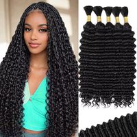 Cheveux brésiliens vierges non traités pour tresses bohèmes, ondulations profondes, longueur 14-26 pouces
