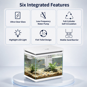 Acquario Nano da Scrivania SUNSUN in Plastica e Vetro con Filtrazione e Luce LED, Ecologico e Durevole per Pesci Rossi e Betta - Product Image 1