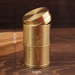 Recipiente cilíndrico para té de latón puro, tamaño S, hermético, para viaje, almacenamiento de alimentos, con tapa metálica. - Product Image 3