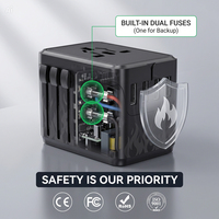 Adaptor Soket 45W PD Pengisian Cepat GaN All in One Adaptor Perjalanan Universal Seluruh Dunia Dengan Blok Pengisian Daya Usb dan Type-C