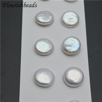 Perles plates rondes de 10 mm de bonne qualité, perles d'eau douce naturelles blanches sans trou, perles en vrac pour la fabrication de bijoux, colliers, bracelets