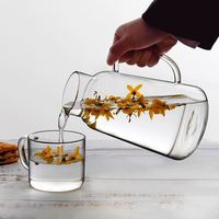 Bouilloire à eau classique en verre borosilicate transparent durable de 1,3 L, logo personnalisable, écologique, passe au lave-vaisselle, pour le thé
