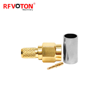 Connecteurs à sertir de haute qualité connecteur RF pour prise mâle SMA 50 Ohm sertissage en cuivre plaqué or pour RG58/LMR195/LMR200