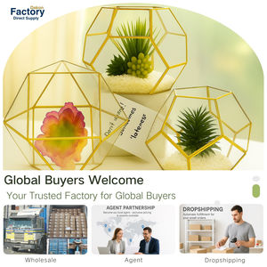 Moderner geometrischer Glaster rarium pflanzer mit goldenem Metallrahmen für Sukkulenten halter zu Hause oder zur Hochzeit - Product Image 4