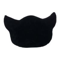 Coussin décoratif d'Halloween en peluche tête de chat du Cheshire gothique effrayant, violet et noir