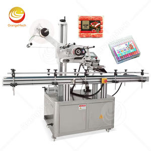 Machine d'application d'étiquettes automatique ORME pour bouteilles plates carrées de table, petite machine d'application d'étiquettes avec plateau - Product Image 1