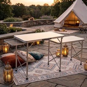 <span class=keywords><strong>Table</strong></span> en <span class=keywords><strong>aluminium</strong></span> HISPEED <span class=keywords><strong>extensible</strong></span>, pliable, légère, portable, design moderne, pour l'extérieur, le camping, la plage, le jardin, utilisation en intérieur - Product Image 3