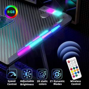 AJUNION 40 pouces lumières LED bureau <span class=keywords><strong>de</strong></span> jeu bureau d'ordinateur en forme <span class=keywords><strong>de</strong></span> Z <span class=keywords><strong>Gamer</strong></span> poste <span class=keywords><strong>de</strong></span> travail Table <span class=keywords><strong>de</strong></span> jeu Surface en fibre <span class=keywords><strong>de</strong></span> carbone <span class=keywords><strong>PC</strong></span> <span class=keywords><strong>Gamer</strong></span> bureau - Product Image 4