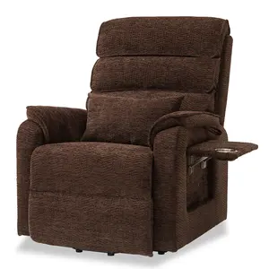 CJSmart Home Power Lift Chair Sillones reclinables para ancianos Lay Flat Dual Motor Posición infinita con masaje de calor Mesa de bandeja lateral izquierda