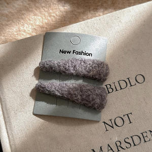 Lot d'épingles à cheveux BB en peluche unie pour filles, accessoires de mode pour franges latérales - Product Image 4