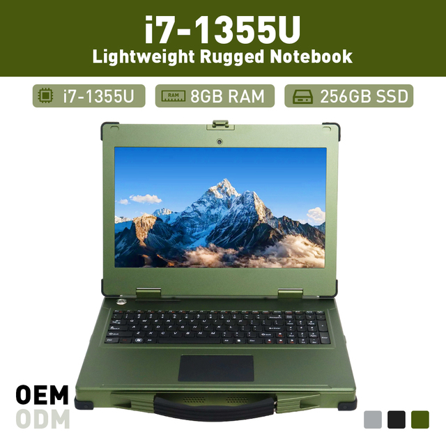 Ultra Thin Rugged Laptop Intel Core I7-1355U 8GB RAM 256GB Storage Waterproof Dustproof Industrial Notebook OEM ODM Manufacturer