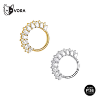 Anneau segmenté articulé en Titane F136 de qualité implant, plaqué or 18 carats, avec Zircon Cubique 5A en forme de goutte d'eau, pour Hélix, Tragus, Conch, style mode enfant