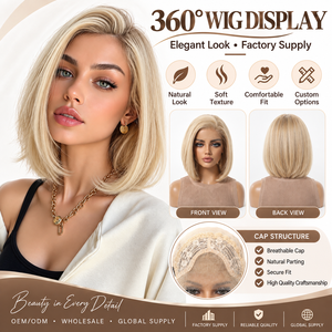 Peluca Bob Rubia <span class=keywords><strong>Barbie</strong></span> con Frente de Encaje 13x4, Directo de Fábrica, Resistente al Calor, Fibra Sintética, <span class=keywords><strong>Corta</strong></span> y Lisa, para Mujer - Product Image 1