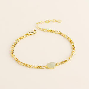 Gioielli di giada naturale 925 in argento Sterling gemma Charm catena bracciale donna - Product Image 6